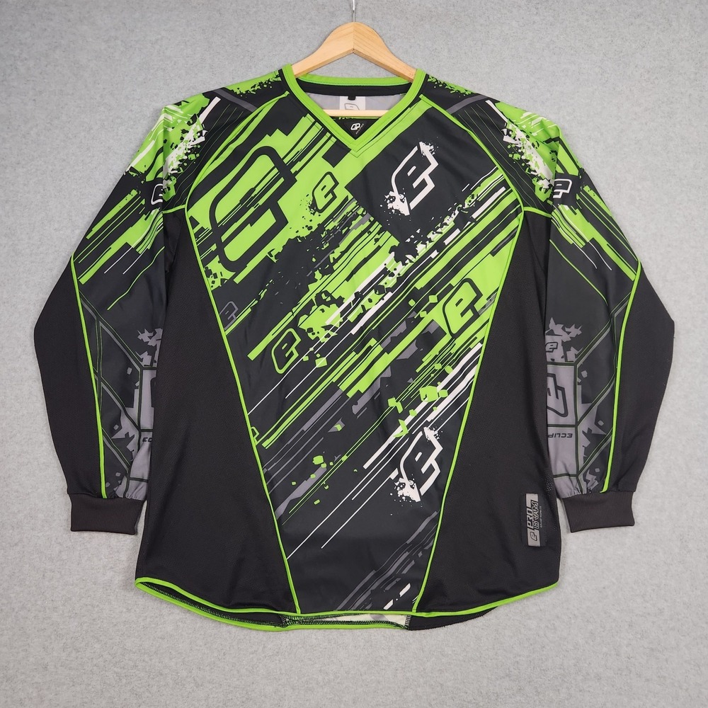 Paintball Jersey Medium Green Black Planet Eclipse Rain Pro Gram Long Sleeve